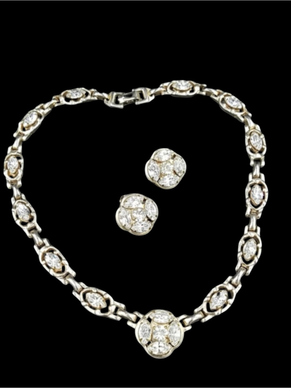 Vintage Barclay Rhinestone Necklace Earring Set
